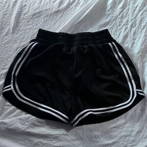 Athletic‎ Works Womens Black Dolphin Shorts White Stripe Trim Size M